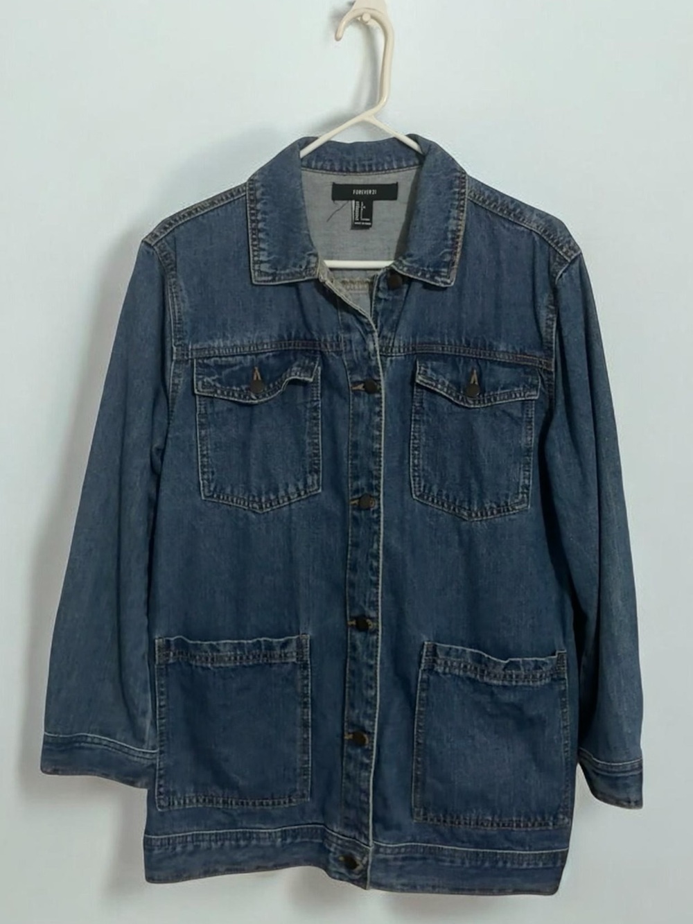 Forever 21 Dark Blue Denim Utility Jacket